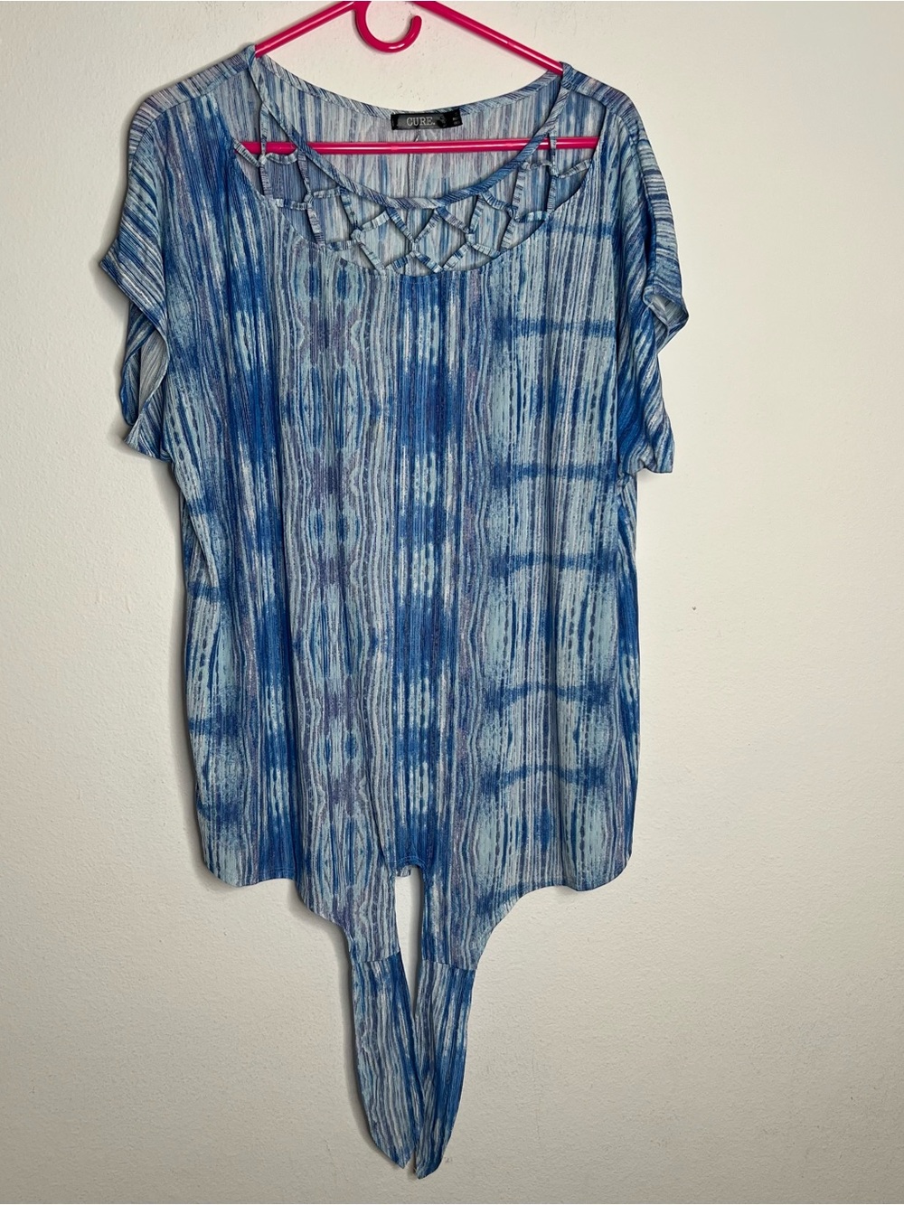 CURE. Women’s Top Blue Multicolor Striped Sleeveless 2XL
